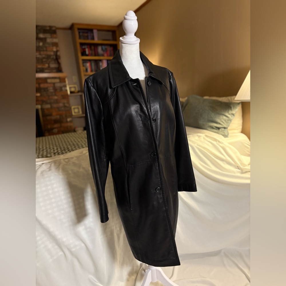 Worthington Genuine Soft Lambskin Leather Trench Coat M